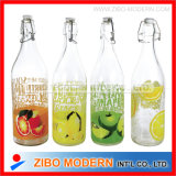 1L Printing Round Glass Bottle With Hinge (GM8121)
