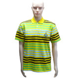 Men's Striped Embroidery T-Shirt with Polo Neck