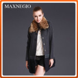 European Style Winter Women Wool Coat with Fur Collar (1-25564)
