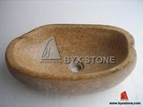 Yellow River Stone Oval Shape Bathroom Sink