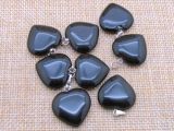 Fashion Stone Heart Charm, Black Onyx Heart Pendant, 20 Mm Heart Pendant (NP070)