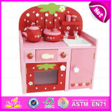 2015 Green Paint Wooden Classic Kitchen Toy, Kids Wooden Kitchen Sets Toy for Mother Garden, Wooden Toy Strawberry Kitchen (W10C147)