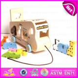 Wholesale Pull Back Model Wooden Bus Toy, Promotional Give Away Funny Play Pull Back Mini Cheap Bus Toy W05b117