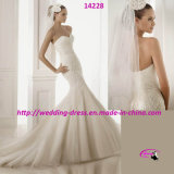 Elegant Mermaid Tulle Wedding Bridal Dress with Trumpet