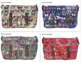 Ladies Butterfly Print Satchel Bag with Coating Fabric