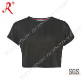 Breathable and Comfortable Ladies Short Sleeve Run T Shirt (QF-S181)