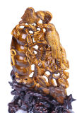 Tiger Eye Couple Birds Singing in The Tree Carving Animal Sculpture (AH35)