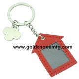 Promotion House Shape Photo Frame Leather Key Chain (LK2035)