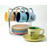 Coffee Cup & Saucer with Iron Stand