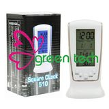 Square Clock Blue Backlight Music Digital LED Alarm Clock