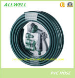 PVC Green Braided Garden Water Hose with Nozzle 19mm