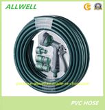 PVC Green Braided Garden Water Hose with Nozzle 19mm