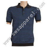 Men's Fashion Striped Short Sleeve CVC / Tc Polo Shirt