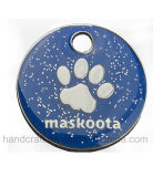 Dogtag with Paw and Glitter Blue Lacquer