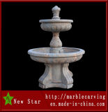 Two Tiers Beige Stone Carving Water Fountain (NS-1117)