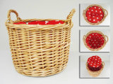 Natural Wicker Storage Basket with Fabric Lining and Handles(SB017)