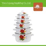 Ceramic Casserole Set Cooking Pot Floral Decal Stew Pot (BY-0604-2)