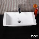 Modern Square White Solid Surface Bathroom Sink