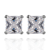 925 Sterling Silver Princess Cut CZ Stone Earring Jewellery