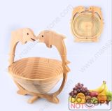 Collapsible Dolphin Shaped Bamboo Fruit Basekt for Kitchen
