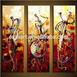 Abstract Painting 3pieces Panels Paintings Musical Instruments Guitars Painted Pictures with a Knife Canvas Oil Painting Model Knife Painting