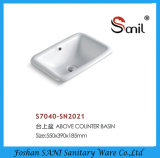 Rectangular Bathroom Ceramic Insert Sink for Above Counter (S7040)