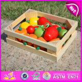 2015 New Invention Wooden Cutting Fruit Vegetable Toy, 12 Fruits Cutting Toy in Wooden Box, Colorful DIY Cutting Fruit Toy W10b108