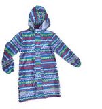 Lady's Colourful Stripe Hooded Long Sleeve PU Raincoat