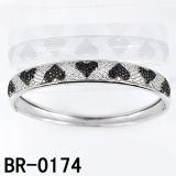 925 Silver Black and White Rhodium CZ Bangle Jewellery (BR-0174)