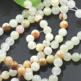 6mm Natural Light Mottle Green Jade Necklace Jewelry (FC-03105)