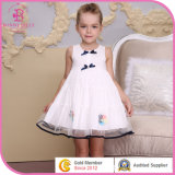 Simple Pure White Girl's Party Dress in Children Apparel (6050V)