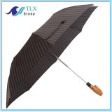 Houndstooth Automatic Wooden Fold Golf Rain Umbrella