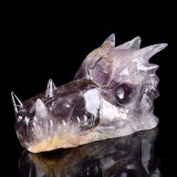 Natural Amethyst Carved Dragon Skull Carving #9o46, Crystal Healing