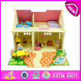 Newest Fashion Wooden Toy Doll House for Kids, DIY Wooden Doll House for Children, Cheap Mini Wooden Doll House for Baby W06A097