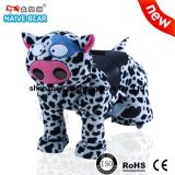 Steel Structure Black and White Spots Cow Plush Electric Toy Car