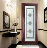 Timber Color Aluminum Hinged Bathroom &Kitchen Doorbathroom Aluminum Door with Frosted Glass