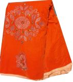 Lastest Big African Women Velvet Fabric with Rhinestone Cl9113-Orange