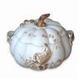 Ceramic Pumpkin Jar with Beautiful Decoration