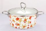 Enamel Stock Pot with Full Flower Decals