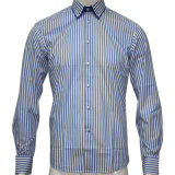 Men's Dobby Stripe Woven Shirts with Complex Double Collar HD0052