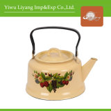 Square Mouth Enamel Big Kettle with Flower Decal (BY-3009)