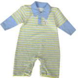 Babyboy's Pure Cotton, Long-Sleeved Rompers Neckband