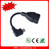 Angle Micro USB Male to USB 2.0 Female OTG Host Data Cable - Black (10cm)