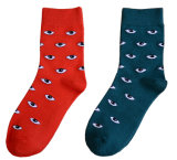 His-and-Hers Cotton Crew Socks with Eye Pattern (WA038)