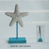 Vintage Polyresin Seastar Table Decoration with Wood Base