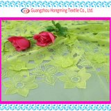 3D Light Yellow Floral Laser Cut Embroidery Fabric for Garment