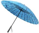 Manual Open Blue Flower Printing Straight Umbrella (BD-65)