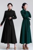 Large Lapel Slim Waist Woolen Overcoat Peaked Collar Ultra Long Paragraph Women's Woolen Outerwear Female