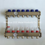 Stainless Steel Radiant Floor Heating Manifold with Temperature Gauge