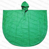 Promotional Green Color PVC Rain Poncho for Children or Adult